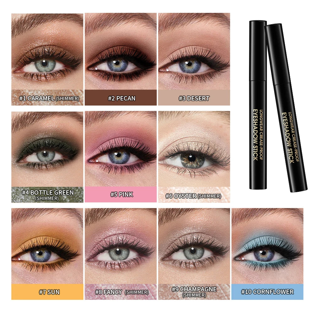 Eyeshadow Liner Sticks Matte & Shimmer Waterproof Metallic Glitter Eye Shadow Highlighter Pencil Eyeshadow Natural Cosmetics