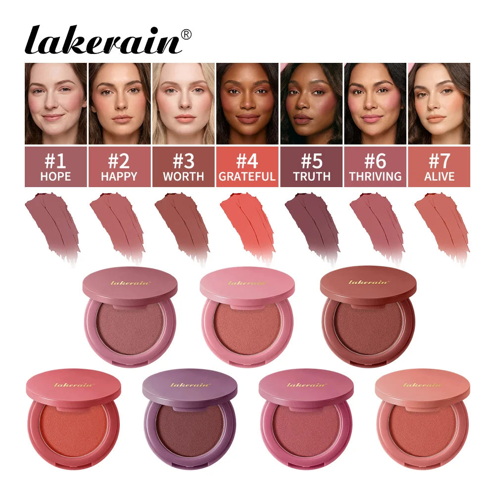Lakerain Soft Poke Matte Blush Fresh Silky-smooth Skin Finish Long Lasting Luminosity Moisturizing Natural Matte Bouncy Blusher