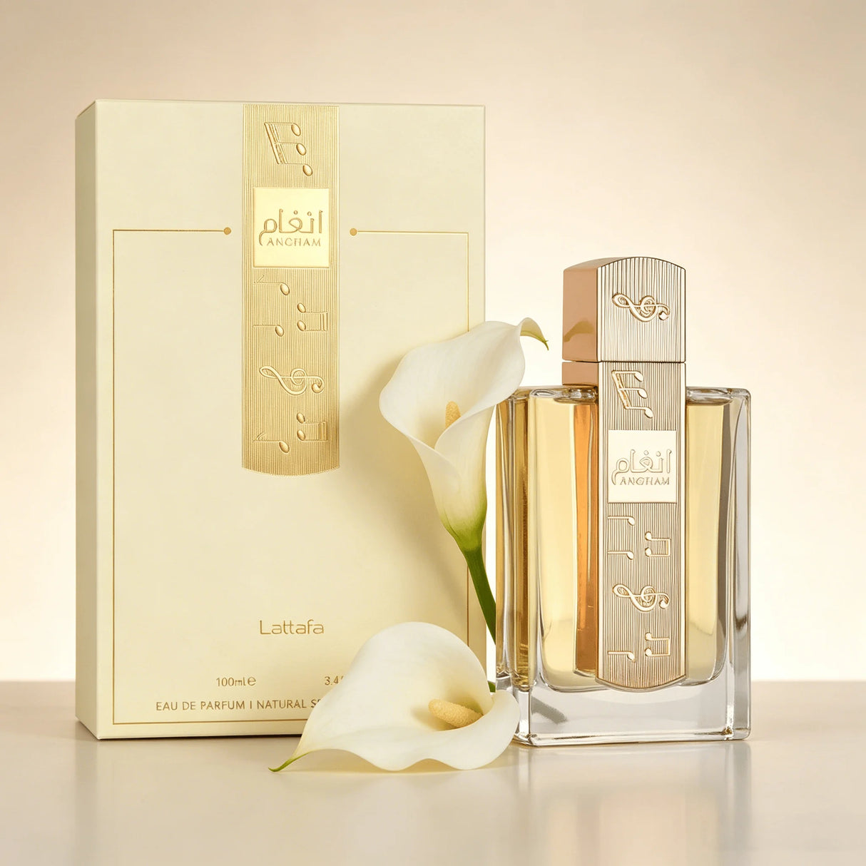 YARA LATTAFA Angham Eau De Parfum 100ML With Original Gift Box Long Lasting Warm Soft Floral Woody Fragrance Unisex Perfume Clear Square Bottle Gold Musical Note Cap Elegant Scent Wedding Holiday Gift for Men Women