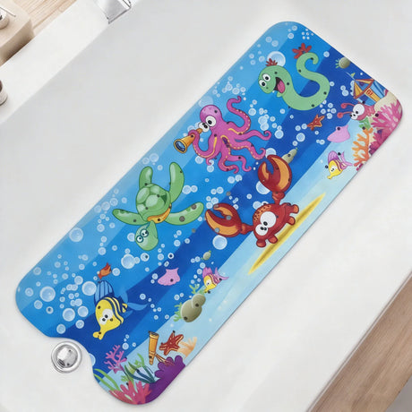 1pc Cartoon Extra Long Bathtub Mat 40x100cm Non Slip Bath Mat for Bathroom Tubs Shower Mats with Suction Cups & Drain Holes