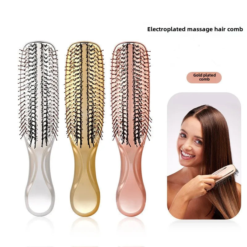 Japanese Premium Head Massager Scalp Brush Hair Massager Shampoo Brush Wet Plastic Detangling Brush Hair Cleaning Comb Rose Gold