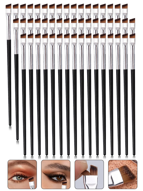 50PCS Professional Eye Brush Set, Ultra-Thin/Slanted Eyeliner/Brow/Tint Tools, Soft Synthetic Fiber Kit for Travel & Pro Artists