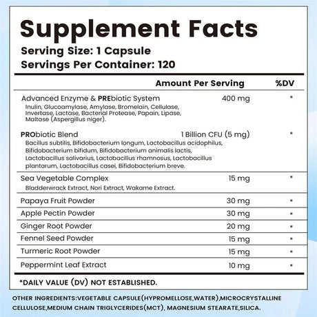 Digestive Enzymes Supplement - Digestion and Intestinal Health for Adults Men and Women, Promotes Nutrient Absorption