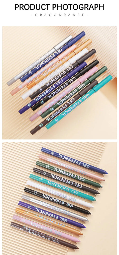 12 Colors Shine Pearlescent Eyeliner Pencil Waterproof Lasting Matte White Black Brown Smooth and Easy To Color Eyeliner Gel Pen