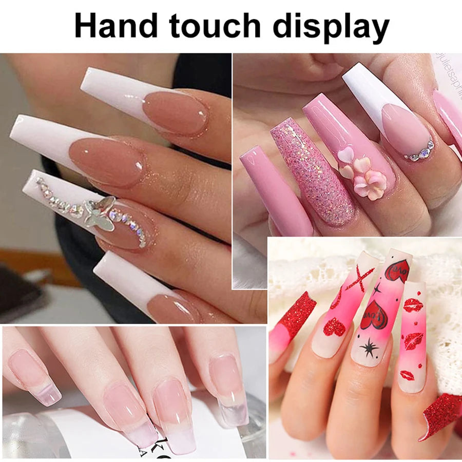 Nail Acrylic Kit 12 Color Glitter Acrylic Powder 3D Nail Art Engraving Extended Mold Crystal Powder Nail Art Tool Kit