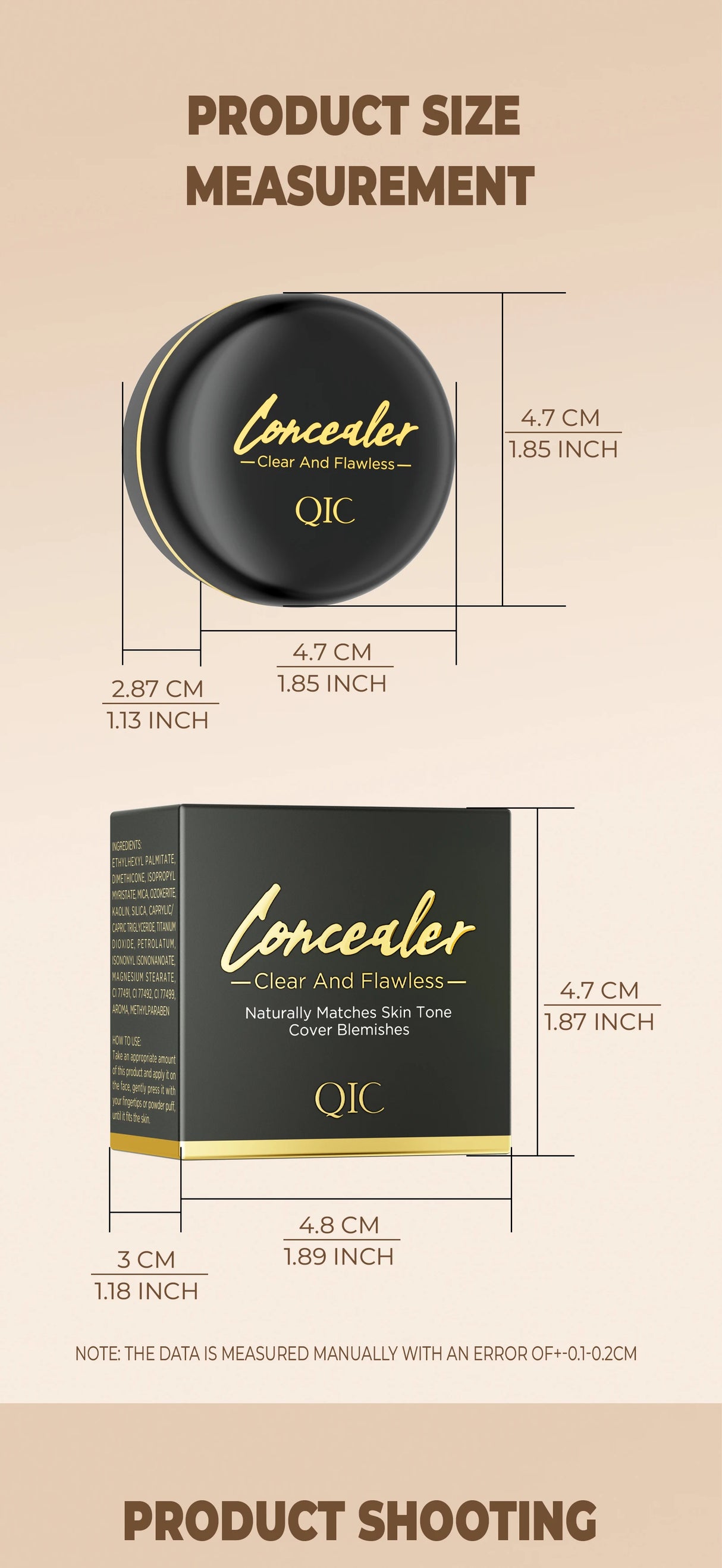 Waterproof Full Coverage Concealer for Tattoos, Scars - Natural Finish Foundation for All Skin Tones & Types