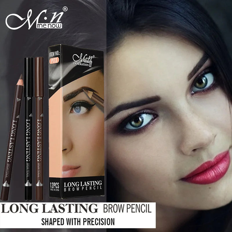 2pcs MENOW 3 Colors Long Lasting Waterproof Eyebrow Pencils Double Use Wooden Pole Eyeliner Permanent Makeup Tattoo Accessories