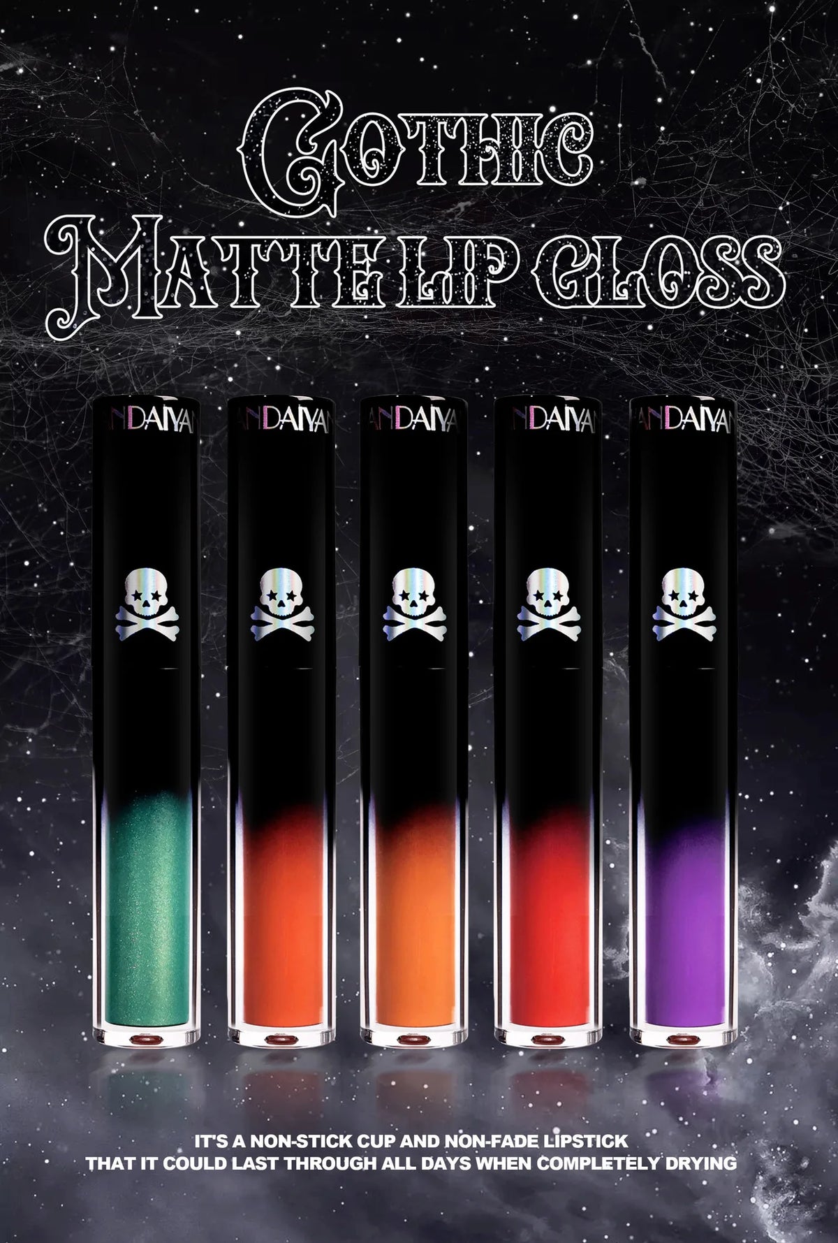 Matte Vampire Black Purple Lipstick Waterproof Long Lasting Lip Gloss Halloween Christmas Moisturizing Pigmented Lip Makeup