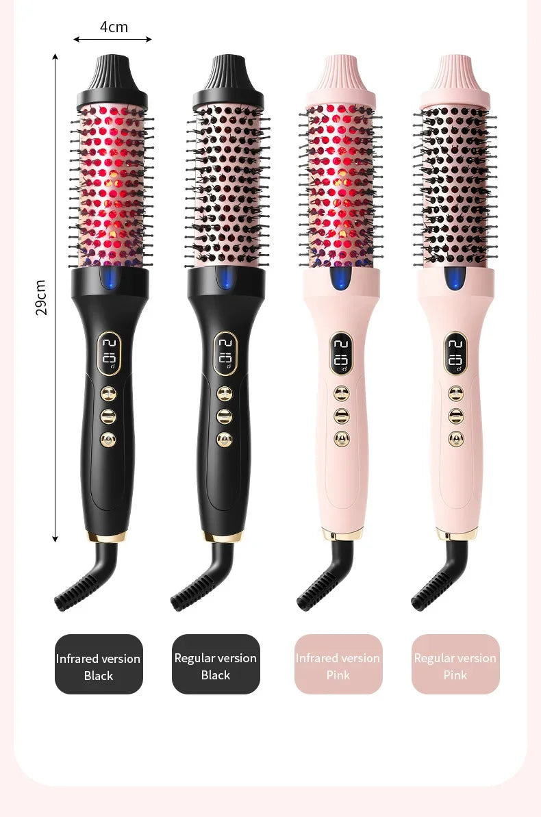 Fluffy Comb Straight Hair Curling and Straightening Dual Purpose Curling Brush PTC Heating Red Light Hair Care Curling Iron