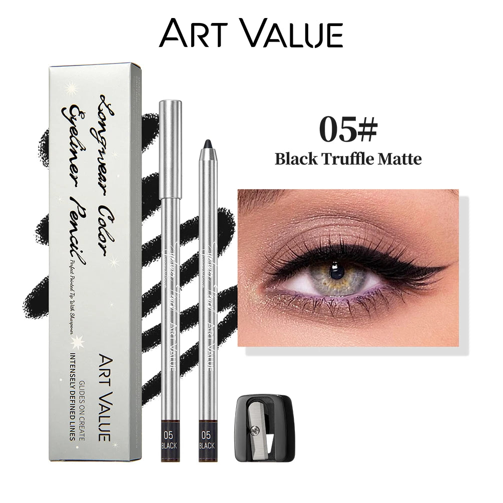 ART VALUE Creamy Texture Matte Eyeliner Pencil Easy Coloring Sweat Proof Eyeshadow Pencil Long Lasting Shimmer Eyeliner Makeup
