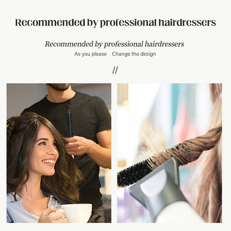 Small Round Hair Brush Wooden Handle Mini Round Hair Styling Brush for Short Hair Blow Drying
