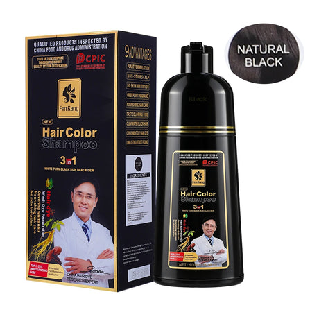 3 in 1 Black Hair Dye Shampoo for Gray Hair Home Herbal Hair Coloring Cream for Men Women Cover White Nourishing Formula 500ml