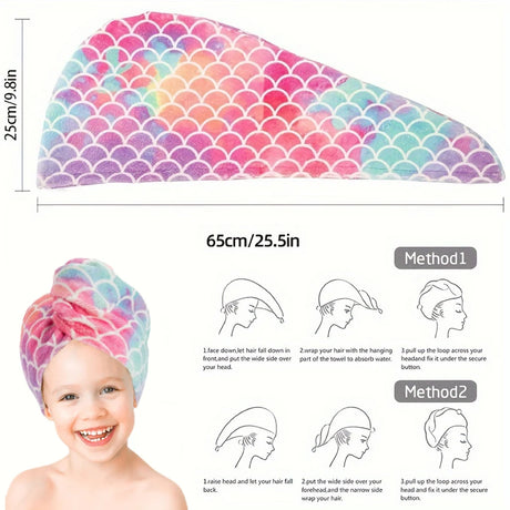 1/3 pcs Water-absorbing quick-dry children's hair drying cap, bathroom, living room essential hair drying supplies