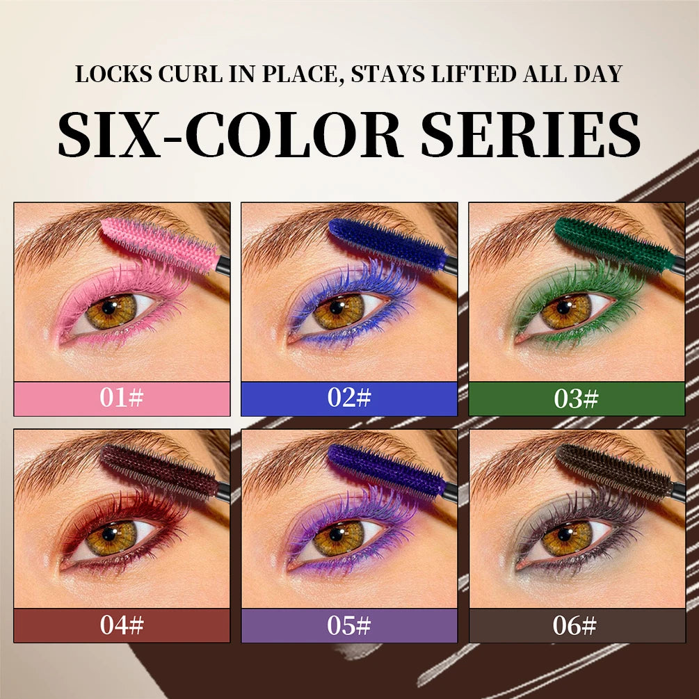QIBEST 4D Silk Fiber Eyelash Mascara Waterproof Colorful Mascara For Eyelash Extension Thick Lift Lengthening Lasting Makeup
