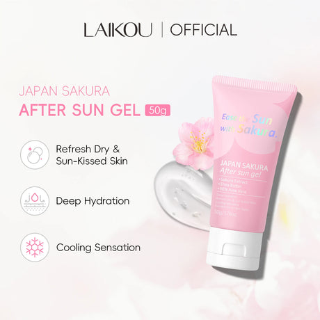 LAIKOU Japan Sakura After Sun Gel 50g 96% Aloe Vera Soothing Sunburn Care Deep Moisturizing