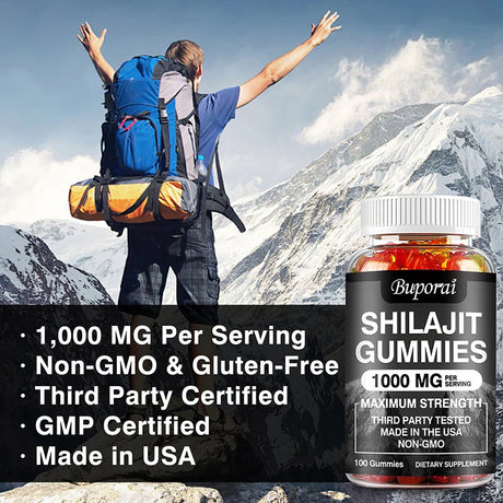 Shilajit Gummies - Energy Level, Memory and Focus Support Relieve Stress Overall Health