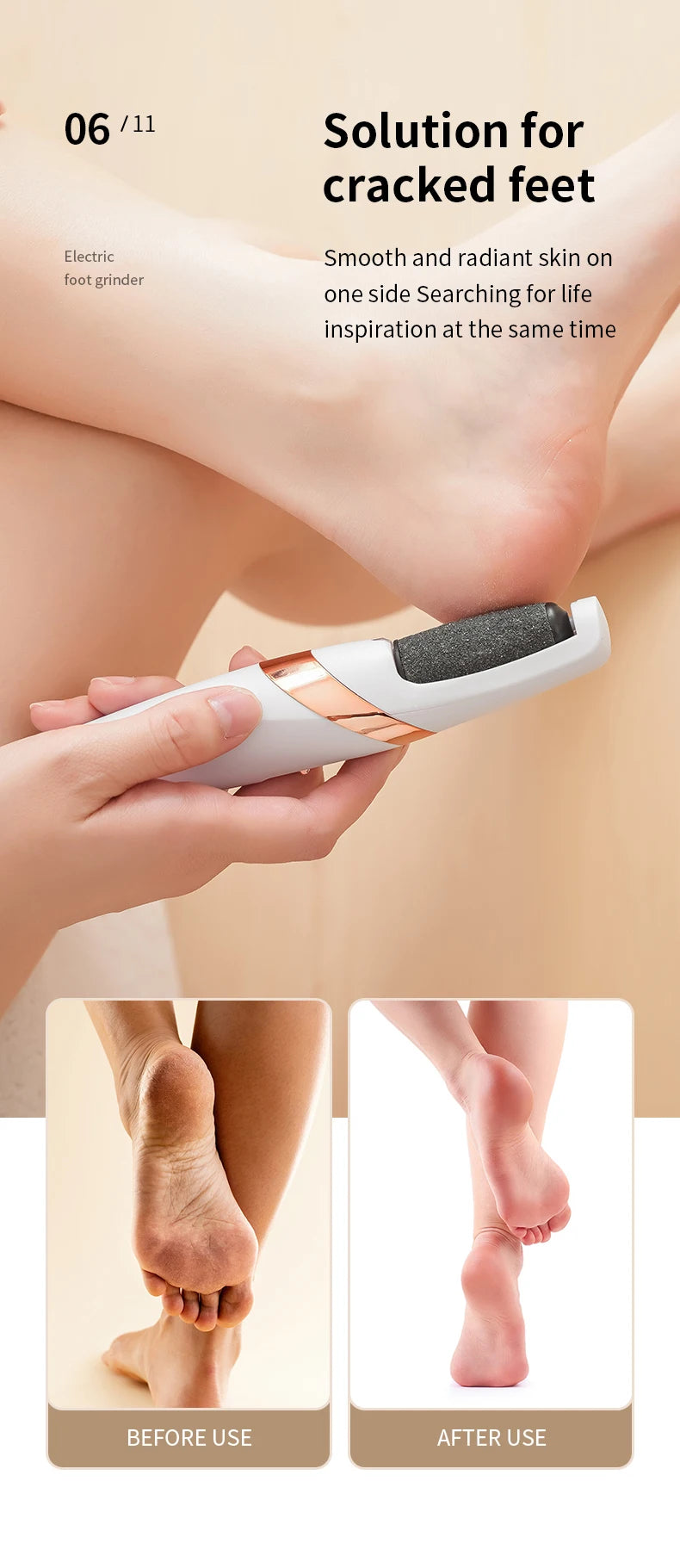 HOMEFISH Electric Foot Grinder Automatic Foot Callus Rubbing Pedicure Dead Skin Callus Remover for Foot Beauty Machine