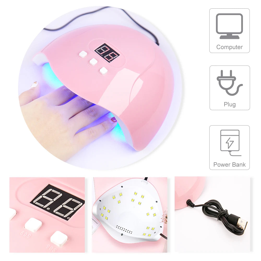 LIMEGIRL Gel Nail Polish Kit UV Soaking Gel Primer Polish Manicure Kit with UV LED Lamp Dryer Semi-Permanent Gel Varnish Kit