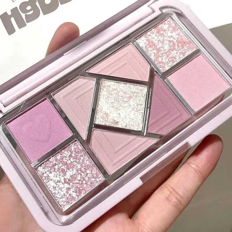 Mint diffuse pink blue small pink frame nine-color eyeshadow palette low saturation clear mint green pearl matte gentle pure des