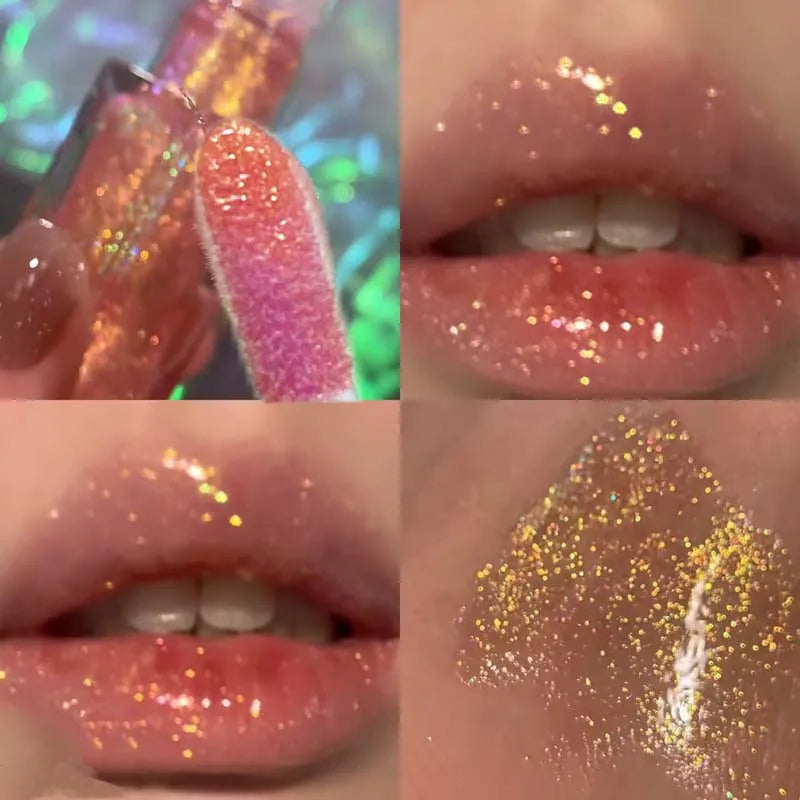 HERORANGE Glittering Mirror Lip Glaze, Watery Shimmering Light Lip Gloss Makeup 6 Colors, Hydrating Moisturizing, Long Lasting