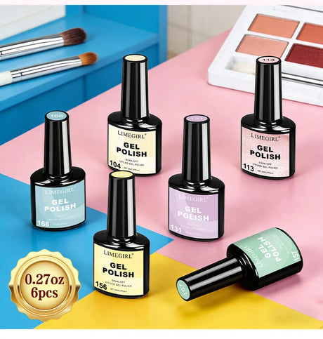 LIMEGIRL 6pcs/set Gel Nail Polish Ice Cream Color Vernis Semi-Permanent UV Gel Nail Art Varn Nail Polish Gel kit