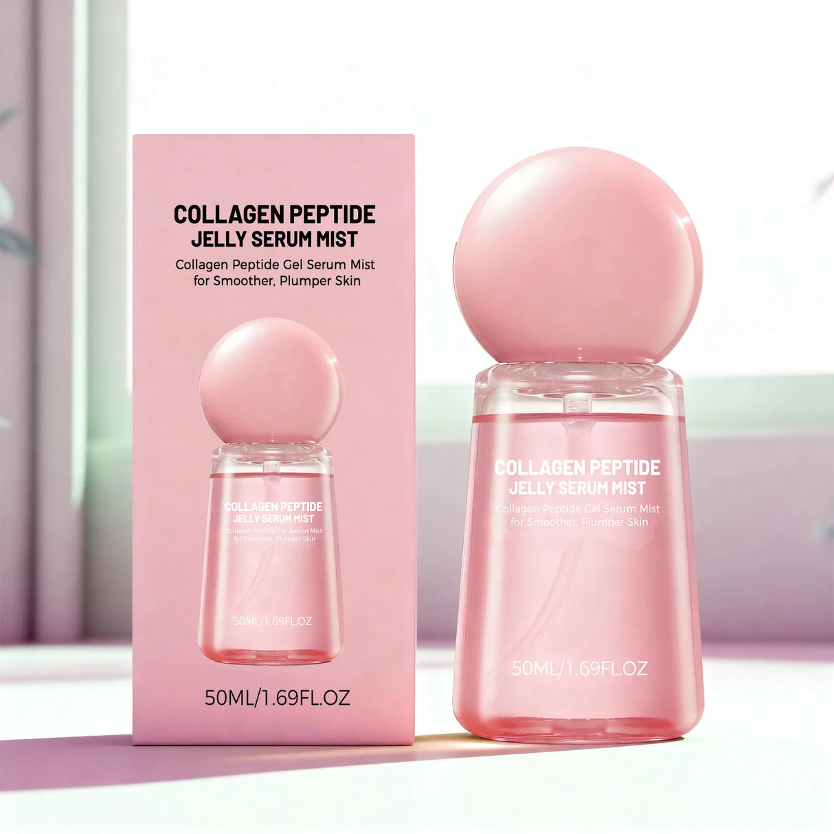 2026 New Collagen Peptide Jelly Serum Mist Hydrating Face Spray Plumping Smoothing Brighten Firming Moisturizing Glow Skin 50ml