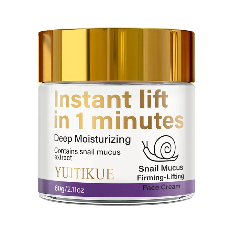 YUITIKUE Instant Lift Face Cream 60g - 1 Min Snail Mucin Firming, Moisturizes, Tightens & Evens Tone, Light Non-Greasy Formula