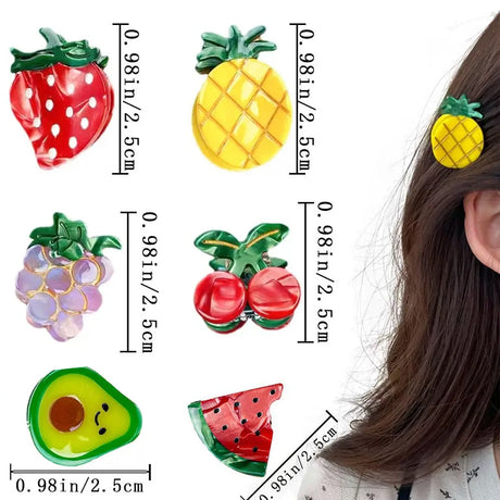 1/3/6pcs Strawberry Cherry Fashionable Ins Hair Accessories Fruit Hair Clips Acetic Acid Hair Clips