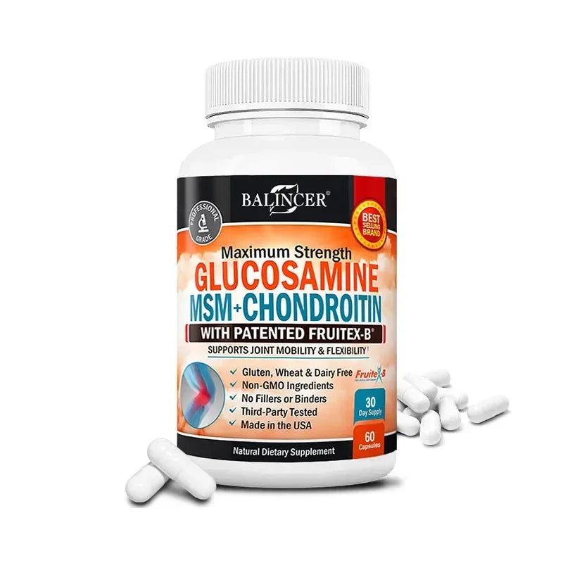 Glucosamine Chondroitin MSM - Joint Support Supplement for Men and Women - Relieve Joint Discomfort, 30/60/120 Capsules, NON-GMO