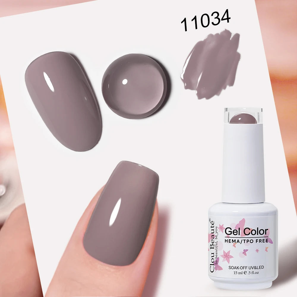Clou Beaute Grey Color Nail Gel Polish Full Coverage Nail Polish Dark Red Gel Lacquer Varnish Vernis Semi Permanent Nail Art