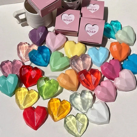 1/3/5pcs mix Diamond Heart Handmade Soap Wedding Gift Set Facial Soap with Chamomile Fragrance Essential Oil Soap