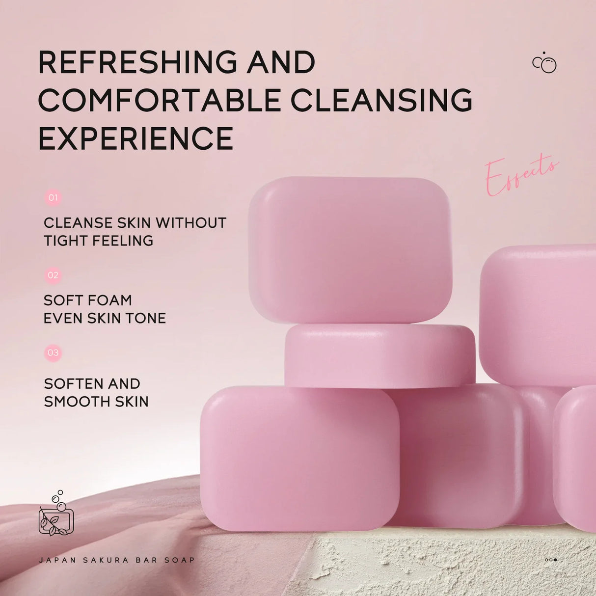 LAIKOU Sakura Facial Body Whitening Soap Reduces Acne Dark Spot Deep Cleaning Cutin For Face Body Skin Care 90g 