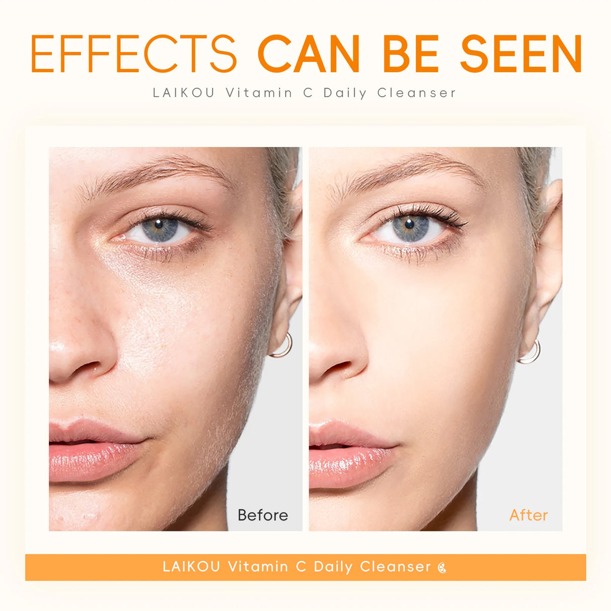 LAIKOU Vitamin C Daily Cleanser Brightening Face Wash Deep Cleansing Moisturizing Skin Tone Even Treatment