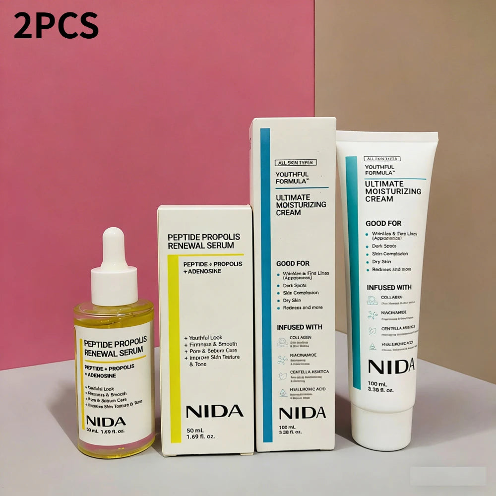 Korea NIDA Skin Care Kit - Ultimate Moisturizing Cream, Retinol Probiotic Eye Cream, TXA Renewal Essence, For All Skin Types