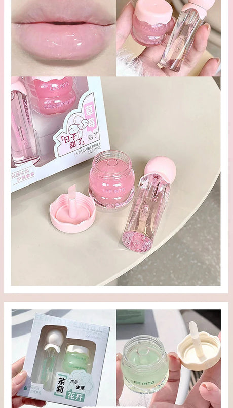 LEE INTO lip balm lip kit moisturizing water light jelly day and night thick lip balm