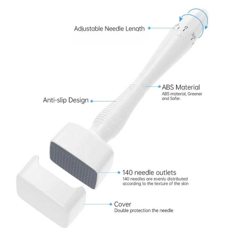 adjustable derma stamp microneedle 140 pins skin care beard growth scalp hair