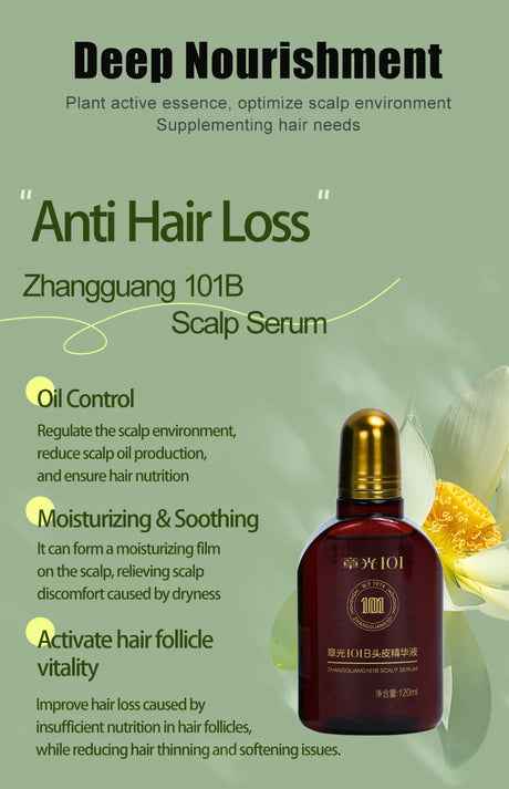 Hair Tonic Zhangguang 101B Scalp Serum 101M 120ML powerful Chinese medicine therapy Hair Treatment Essence 100% original