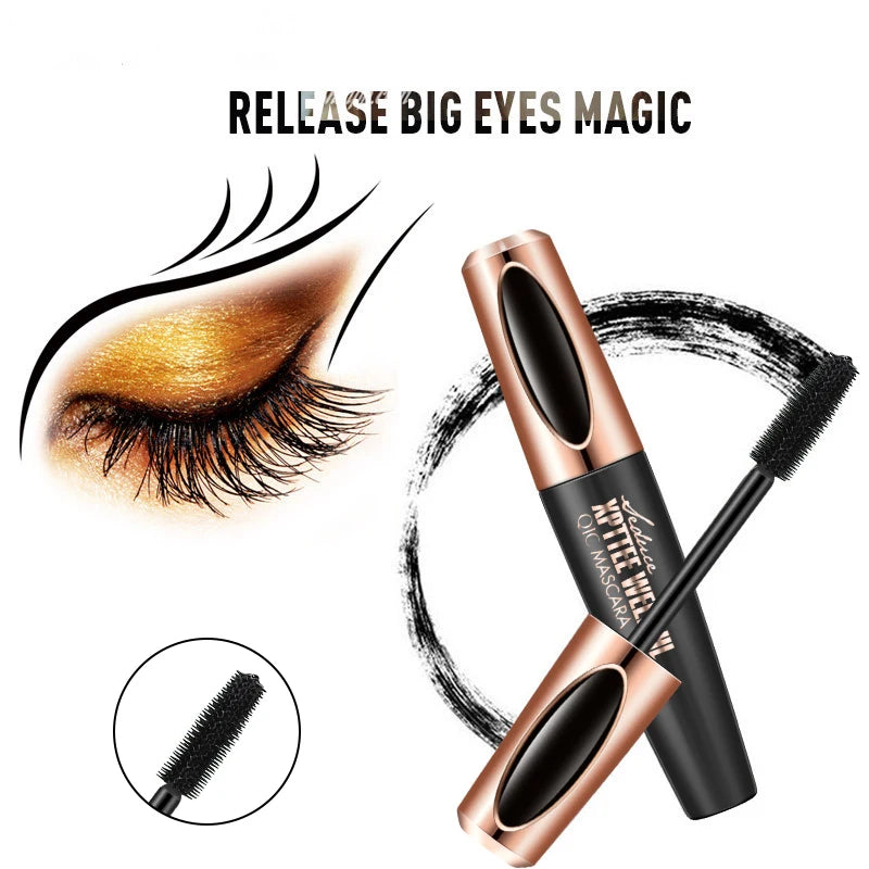 Black 4D Fiber Mascara Thick Lengthening Volumizing Waterproof Sweatproof Long Lasting Eyelash Extension Eye Makeup Cosmetics