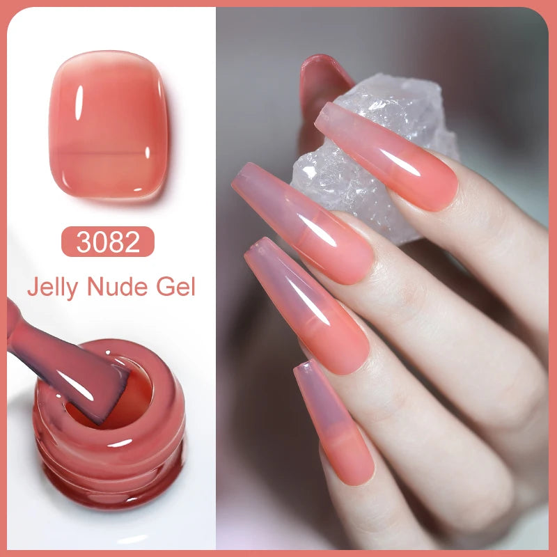 Clou Beaute Translucent Jelly Nude Pink Nail Gel Polish 15ml Vernis Semi Permanent Gel Colorful Varnish Nail Art Manicure Gel