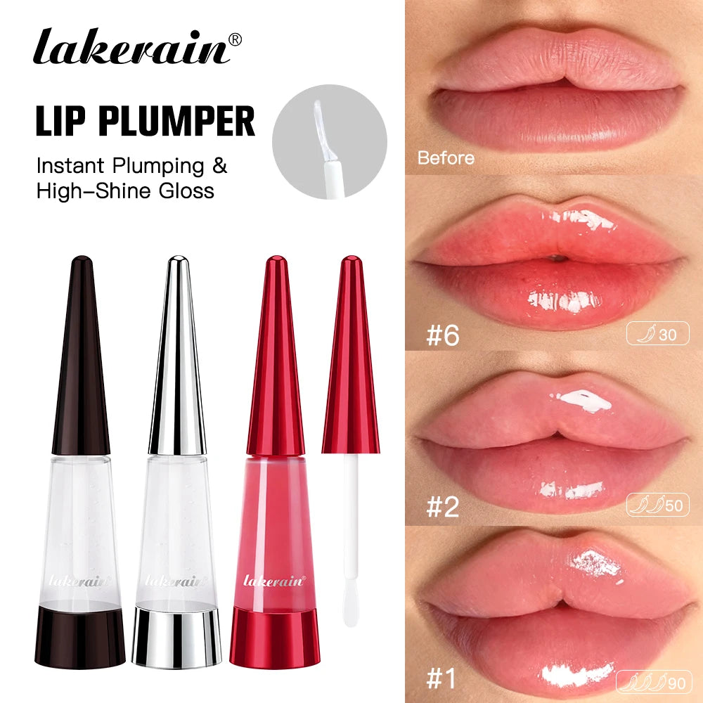 Lakerain Lip Plumper Deep Hydration Long-Lasting Nourishment High-Shine Gloss Shining Voluminous Finish Lip Moisturizing Liquid