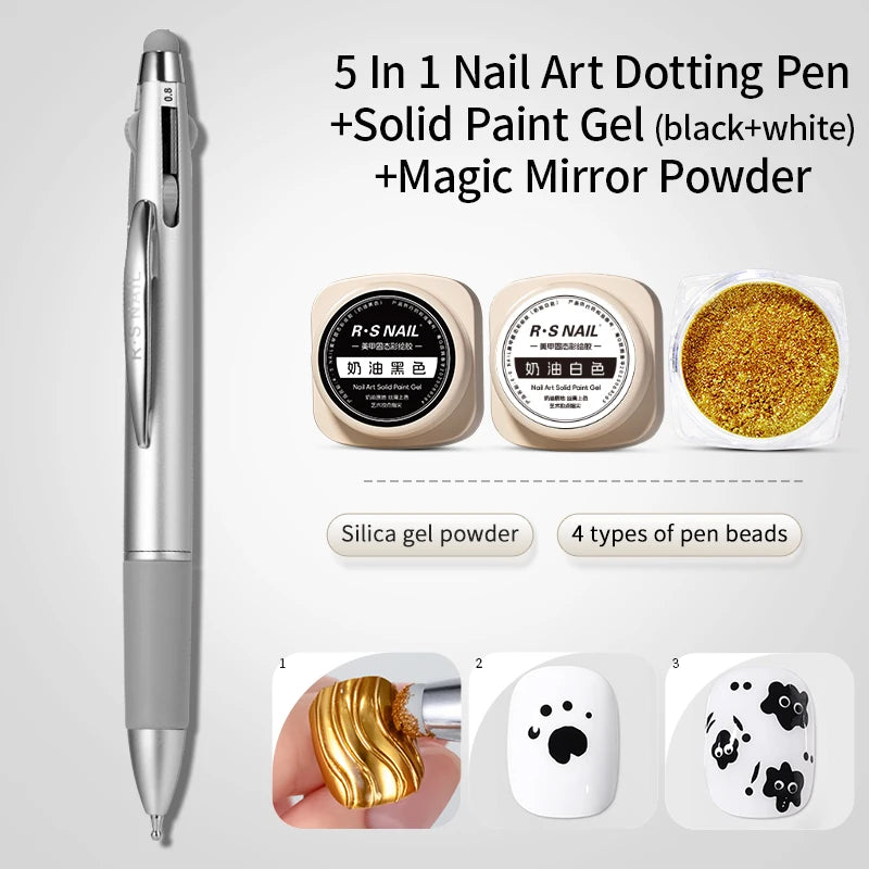 RS NAIL 5g Painting Gel Nail Polish Black White Nail Painting Art Gel Line Flower Drawing Gel Semi-solid UV LED Soak Off Varnish