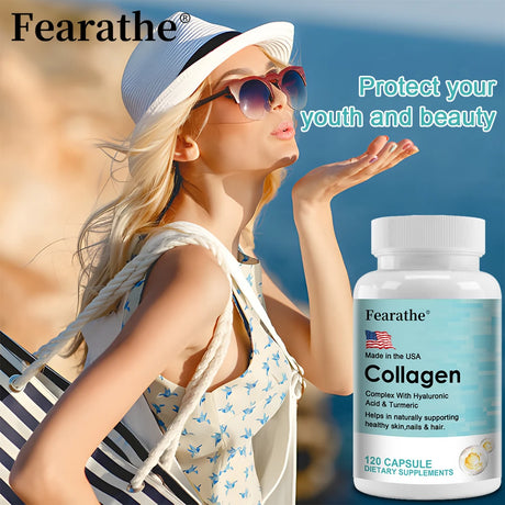 Marine Collagen Capsules, Hydrolyzed Type 1 Collagen, Antioxidant Supplement, Support Skin Hair Nail & Joint Bone Wellness