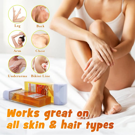 Painless Roll-On Wax Depilatory Honey & Aloe Vera Wax Cartridge for Bikini And Body Hair Removal Compatible with Wax Warmers