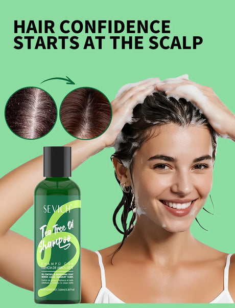 Tea Tree Essence Shampoo Hair Conditioner Set Deep Cleaning Moisturizing Scalp Strengthening Nourish Shiny Anti Hair Loss Care
