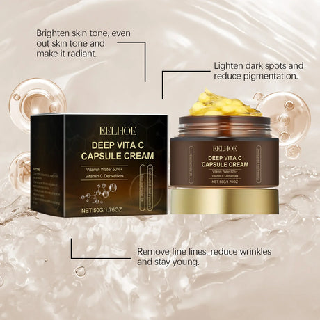 Vitamin C Capsule Facial Cream Even Skin Tone Pigmentation Removal Hydrated Skin Moisturizing Brightening Firming Face Cream