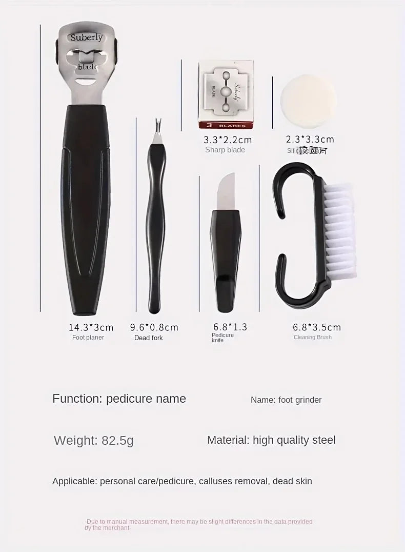 Stainless Steel Pedicure Tool Set Foot Care Kit Foot File Callus Remover Dead Skin Trimming Supplies For Home Personal Foot Spa Daily Maintenance
