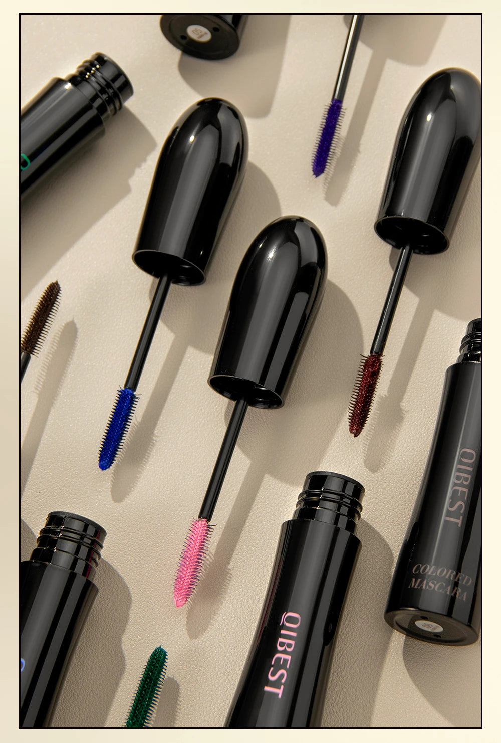 QIBEST 4D Silk Fiber Eyelash Mascara Waterproof Colorful Mascara For Eyelash Extension Thick Lift Lengthening Lasting Makeup