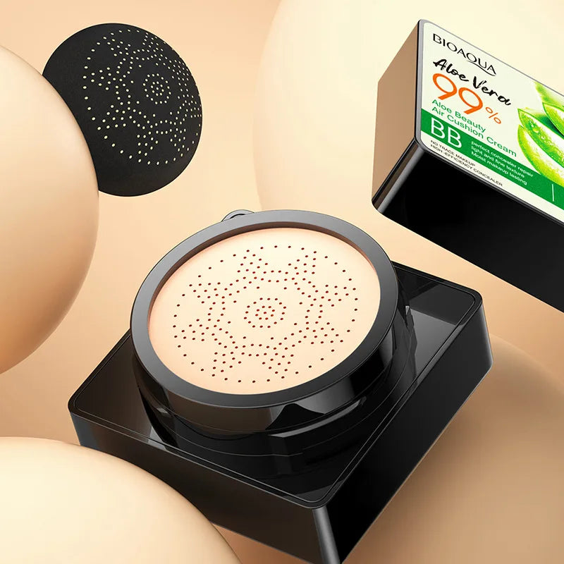 Aloe Air Cushion CC Cream Mushroom Head Puff Moisturizer Concealer Brightening BB Cream Waterproof Face Base Makeup Cosmetics