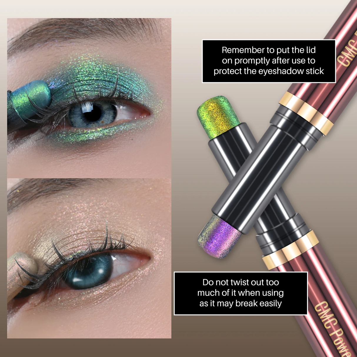 CHARMACY Multichrome Eyeshadow Pen Double Head Multichrome Eye Shadow Glitter for Eyes Waterproof Professional Maquillaje