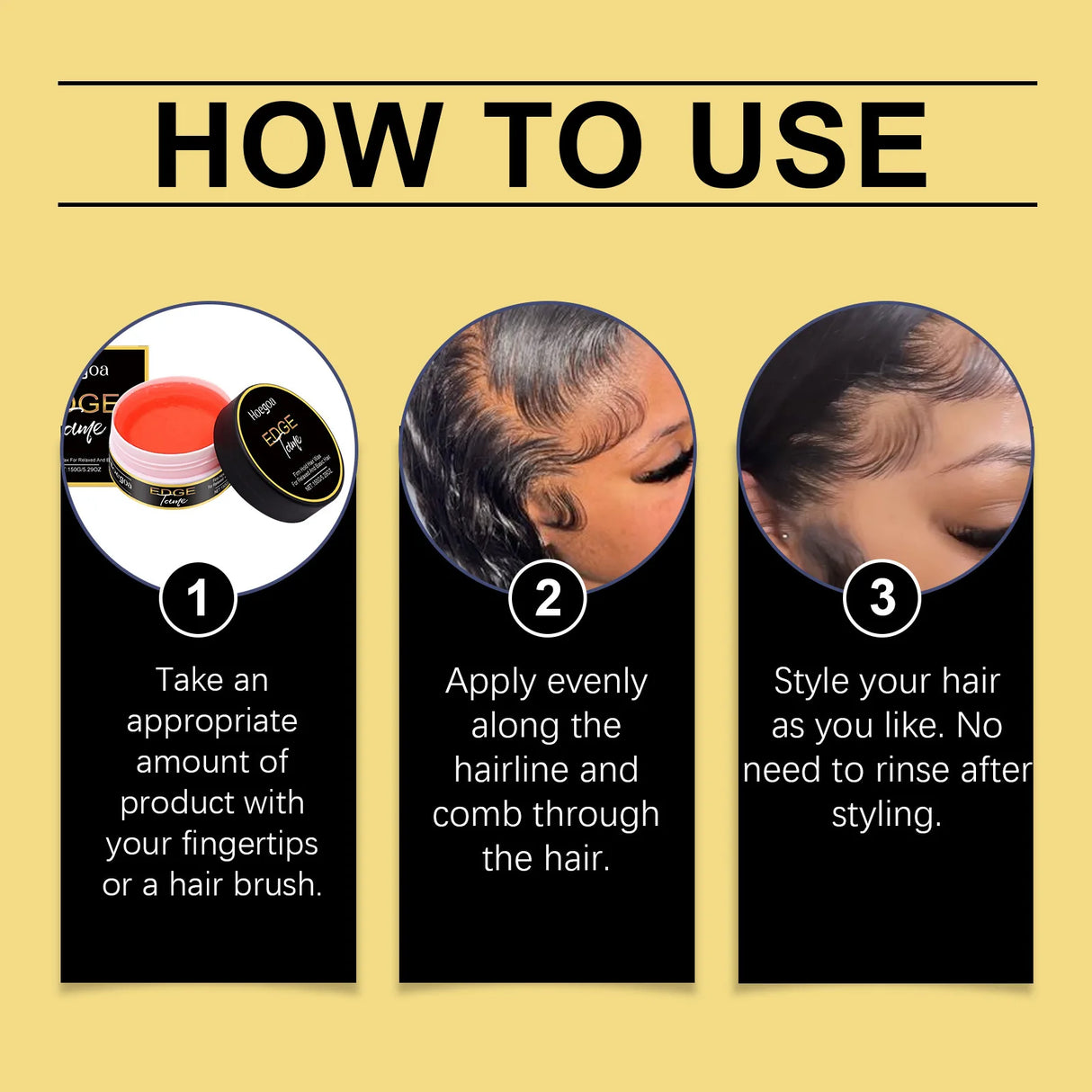 Edge Tame Firm Hold Hair Wax Natural Finish Long Lasting Style Control Frizz Free Smoothing Texture Professional Salon Hair Care